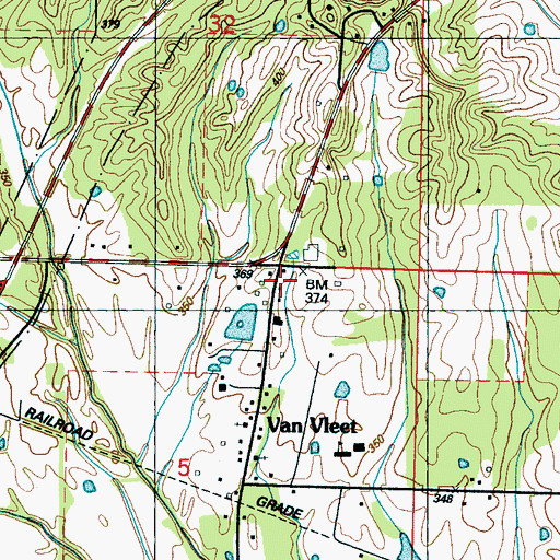 Topographic Map of Van Vleet Post Office, MS