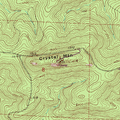 Topographic Map of Crystal Mountain, AR