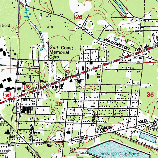 Topographic Map of Bay Saint Louis Post Office, MS