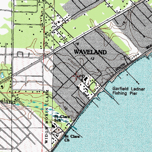 Topographic Map of Waveland Post Office, MS