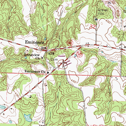 Topographic Map of Katie Post Office (historical), MS