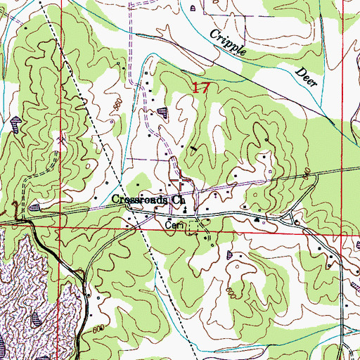 Topographic Map of Burnt Mills Post Office (historical), MS