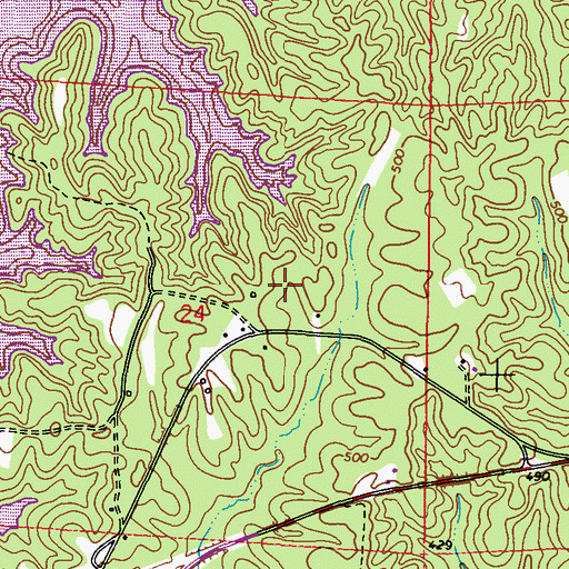 Topographic Map of Hillside Post Office (historical), MS