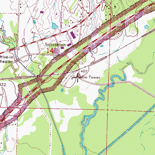 Topographic Map of Higgins Post Office (historical), MS
