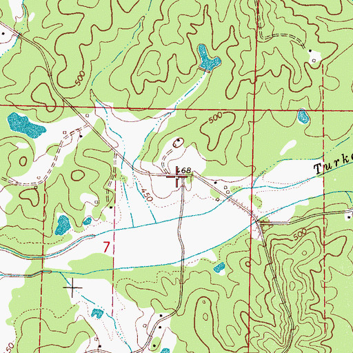 Topographic Map of Turkey Post Office (historical), MS