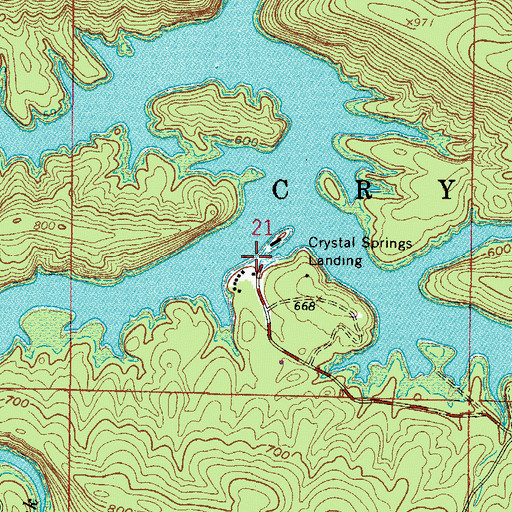 Topographic Map of Crystal Springs Landing, AR