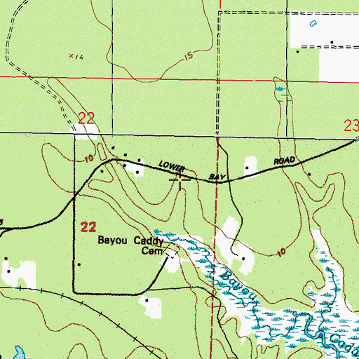 Topographic Map of Bayou Caddy School (historical), MS
