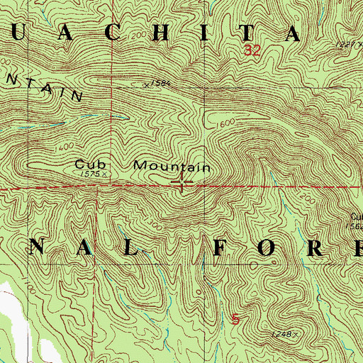 Topographic Map of Cub Mountain, AR