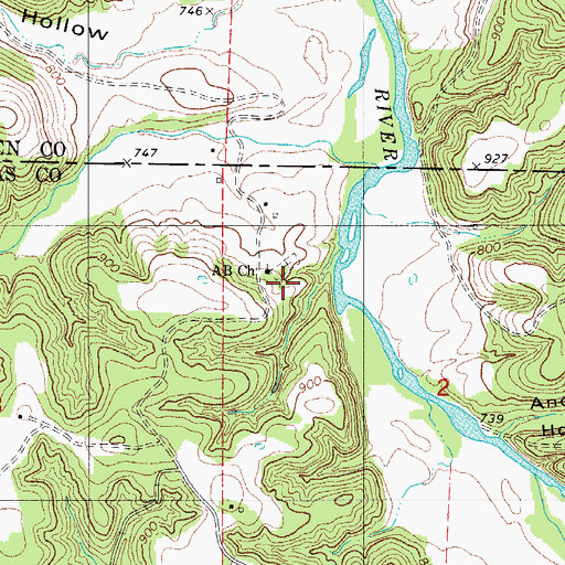 Topographic Map of A B Church, MO
