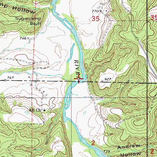 Topographic Map of A B Creek, MO