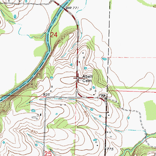 Topographic Map of Abell Cemetery, MO