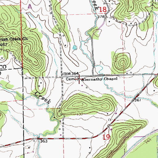 Topographic Map of Abernathy Chapel, MO