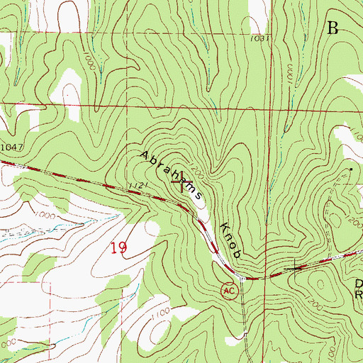 Topographic Map of Abrahams Knob, MO