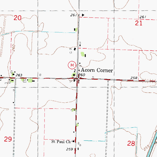 Topographic Map of Acorn Corner, MO