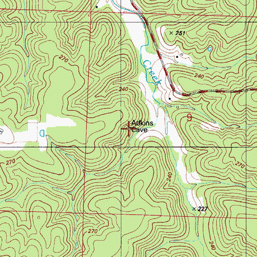 Topographic Map of Adkins Cemetery, MO