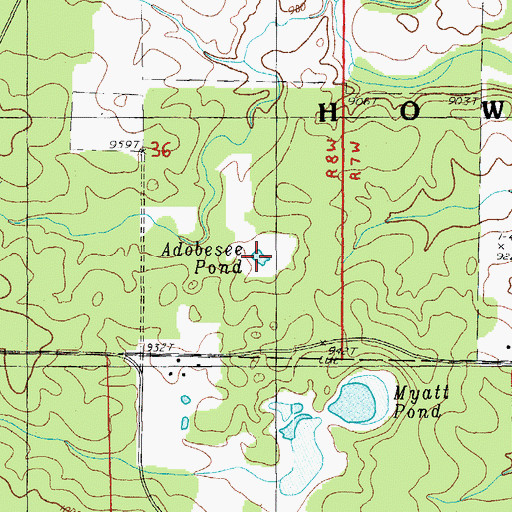 Topographic Map of Adobesee Pond, MO