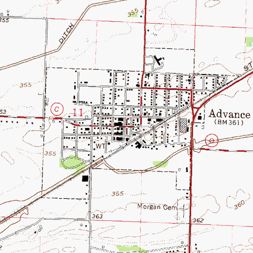 Topographic Map of Advance, MO