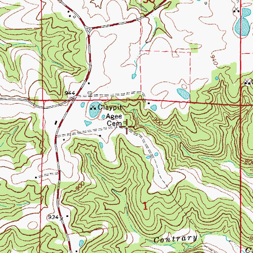 Topographic Map of Agee Cemetery, MO