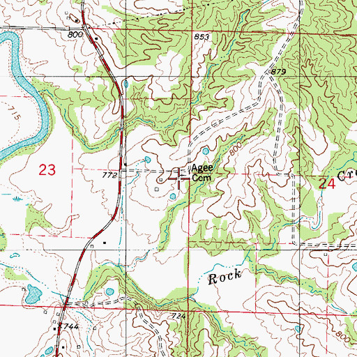 Topographic Map of Agee Cemetery, MO