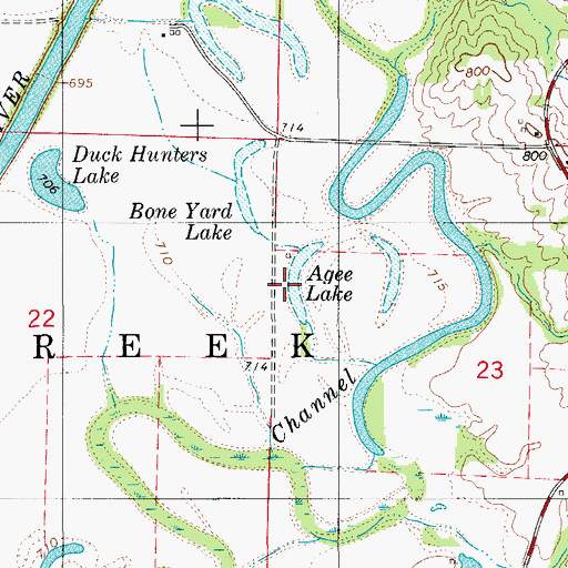 Topographic Map of Agee Lake, MO