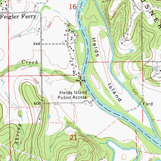 Topographic Map of Ahring Creek, MO