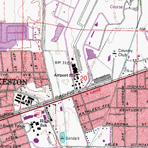 Topographic Map of Airport School, MO