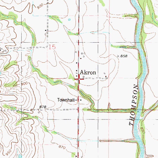 Topographic Map of Akron, MO
