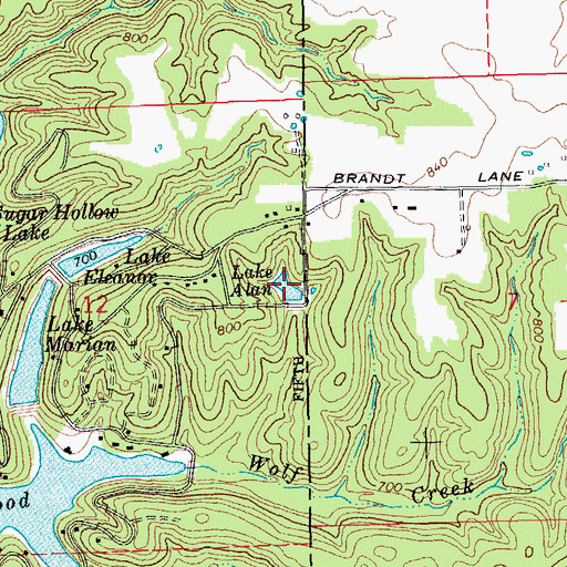 Topographic Map of Lake Alan, MO