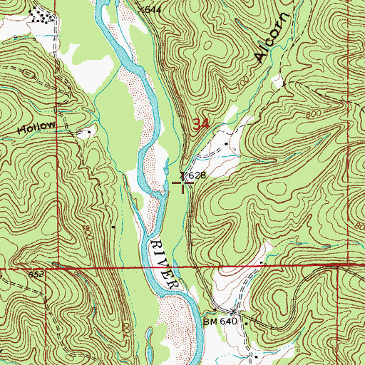 Topographic Map of Alcorn Hollow, MO