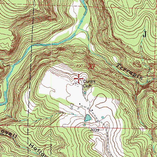 Topographic Map of Curtis Cemetery, AR