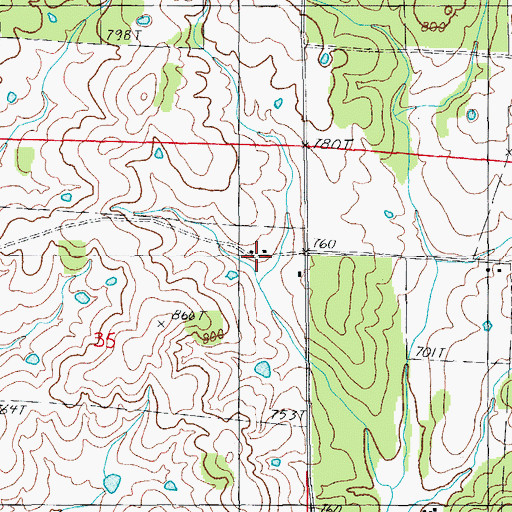 Topographic Map of Alexander School, MO