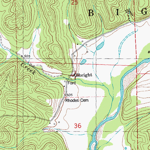 Topographic Map of Allbright, MO