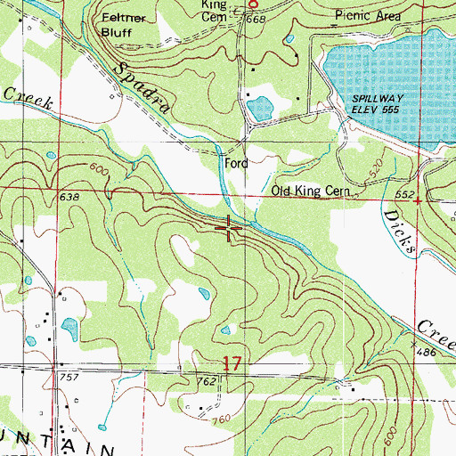 Topographic Map of Curtis Creek, AR