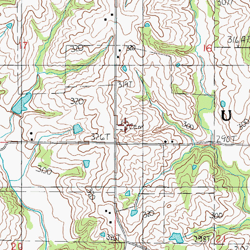 Topographic Map of Allen Cemetery, MO