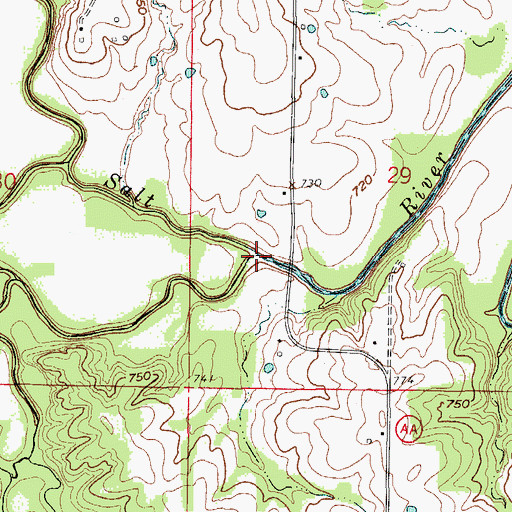 Topographic Map of Allen Creek, MO