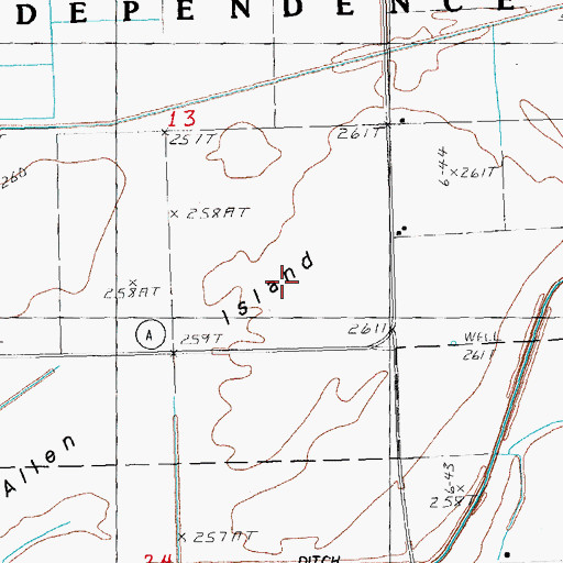 Topographic Map of Allen Island, MO