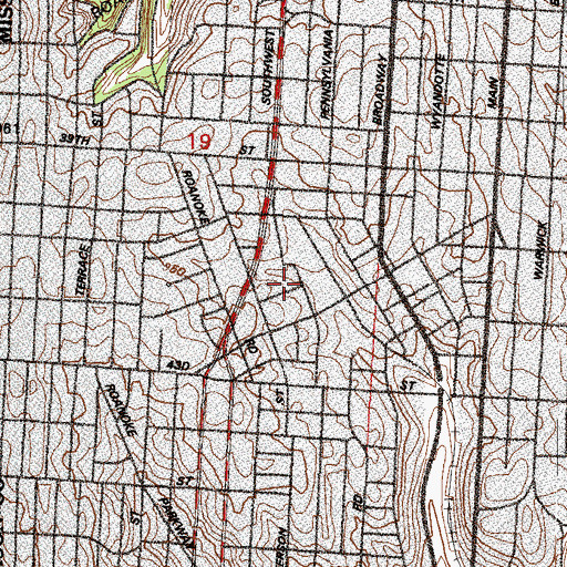 Topographic Map of Allen Village School, MO