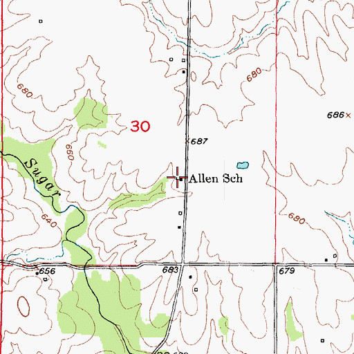 Topographic Map of Allen School, MO