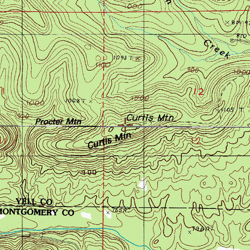 Topographic Map of Curtis Mountain, AR