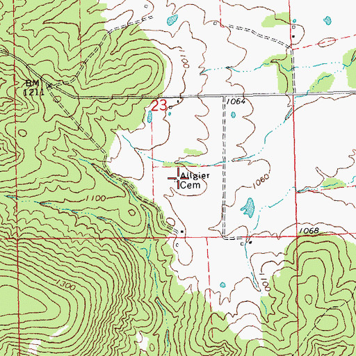 Topographic Map of Allgier Cemetery, MO