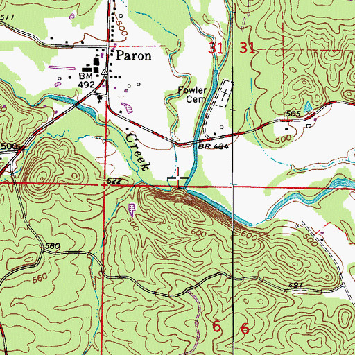Topographic Map of Cypress Creek, AR
