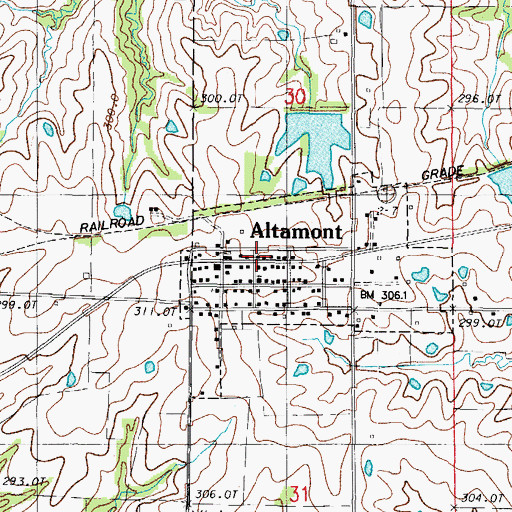 Topographic Map of Altamont, MO