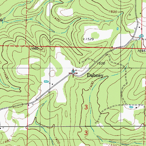Topographic Map of Dabney, AR