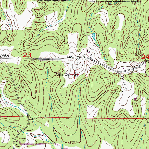Topographic Map of Altis Cemetery, MO