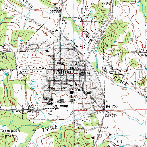 Topographic Map of Alton, MO