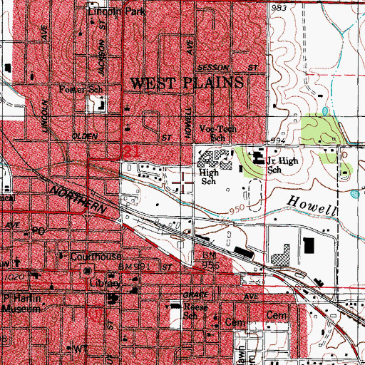 Topographic Map of American Legion Field, MO