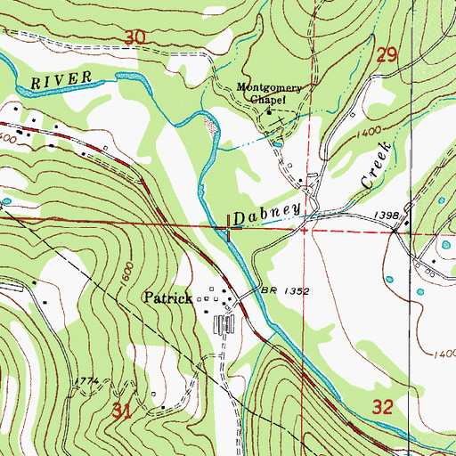 Topographic Map of Dabney Creek, AR