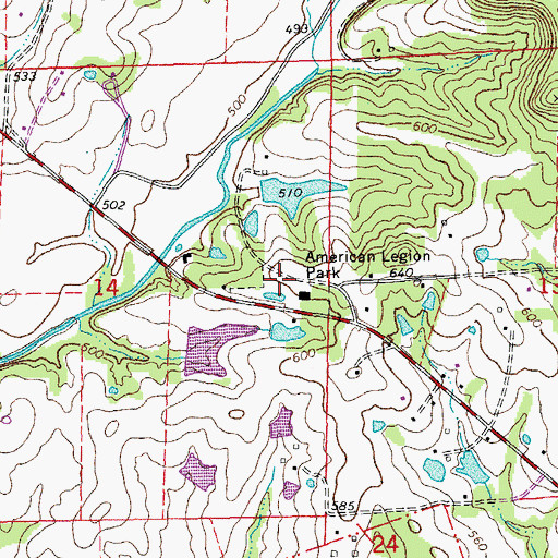 Topographic Map of American Legion Park, MO