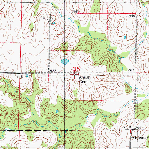 Topographic Map of Amish Cemetery, MO