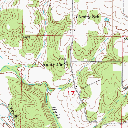 Topographic Map of Amity Church, MO